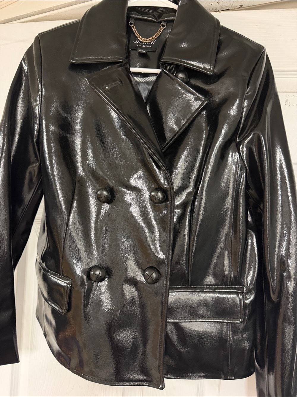 JCrew collection faux leather peacoat size 2 nwot